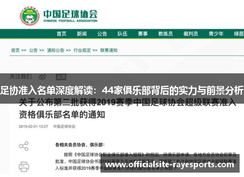 足协准入名单深度解读：44家俱乐部背后的实力与前景分析