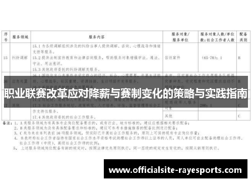 职业联赛改革应对降薪与赛制变化的策略与实践指南